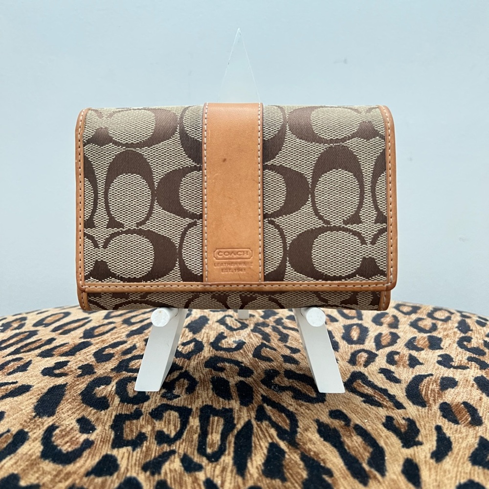 Coach Tan and Brown Signature Wallet